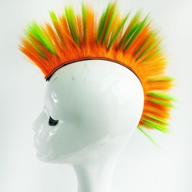 HHongJM Mohawk for Helmet Wigs Hair Helmet Mohawk Decoration Hawk for Motorcycle Bicycle Snowboarding Skiing Biking Cycling Helmets Orange with Green Color (Helmet Not Included)