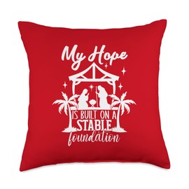 Christian Christmas Nativity Scene Hope with Baby Jesus Throw Pillow