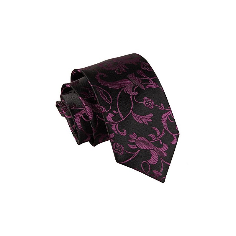 DQT Floral Patterned Wedding Classic Standard Neck Tie for Men
