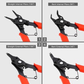 Frentaly 4 in 1 Snap Ring Pliers Plier Set Circlip Combination Retaining Clip Heavy Duty