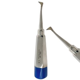 Root and Tooth Extraction Dental Cryer Elevator Pick, Sharp Angled Tip, Color-Coded Handle Ends | Autoclave-Safe German Stainless Steel Dental Instruments (1, #4R Cryer - Blue End)