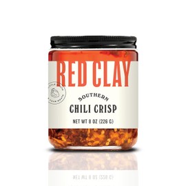 Red Clay Chili Crisp - Crunchy Garlic Chili Oil | Spicy Chili Crisp | Gluten Free Chili Crisp | 8oz Paleo Friendly Crisp | Shallot Chili Crisp | Crunchy Chili Oil | Fresno Chili Flakes