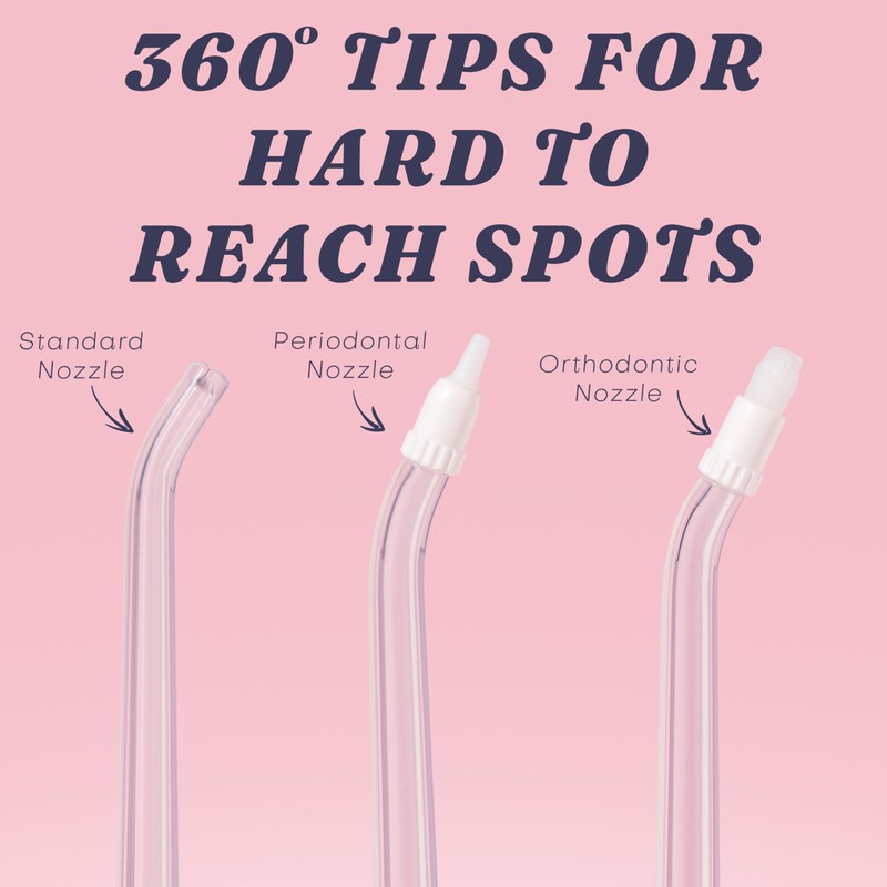 Water Flosser [Pink Mini Cordless Portable Travel] Water Teeth Cleaner