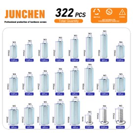 322 Pieces Hex Standoffs Spacers and Screws Assortment Kit,M3M4M5 Carbon Steel Female Metric Thread Spacer Motherboard Prototyping Accessories for PCB, Quad Copter Drone, Computer & Circuit Board