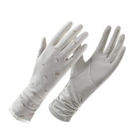 Glowjoy Women's Summer UV Sun Protection Gloves, Summer Women's Driving Gloves, Comfortable Non-Slip Cycling Gloves, Summer Gloves, Thin Full Finger, Touch Screen, Cycling, Hiking, gray