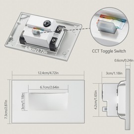 FTL Outdoor Step Lights LED Indoor Stair Lights, 3CCT 3000K/4000K/5000K Outdoor Deck Stair Light, 3.5W 150LM 12V Low Voltage Light for Steps, Waterproof White Aluminum Horizantal 4-Pack