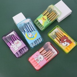 6-Piece Cartoon Makeup Brush Set for Beginners: Eye Shadow, Blush, Beauty Tools One Size/Pink 15ea
