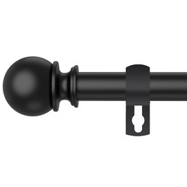 Poskena Curtain Rod Set for Windows 28 to 60 Inch - 5/8'' Black Heavy Duty - Decorative Window Curtains Rod with Brackets for Kitchen, Bathroom, Sliding Cafe Curtain Rods Door