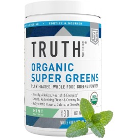 Truth Nutrition Organic Super Greens Plant-Based Mint Flavor Exp 02/26