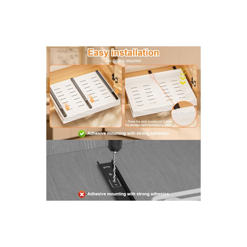 Diealles Shine Telescopic Drawer, Pack of 2, Adjustable Width 31-52