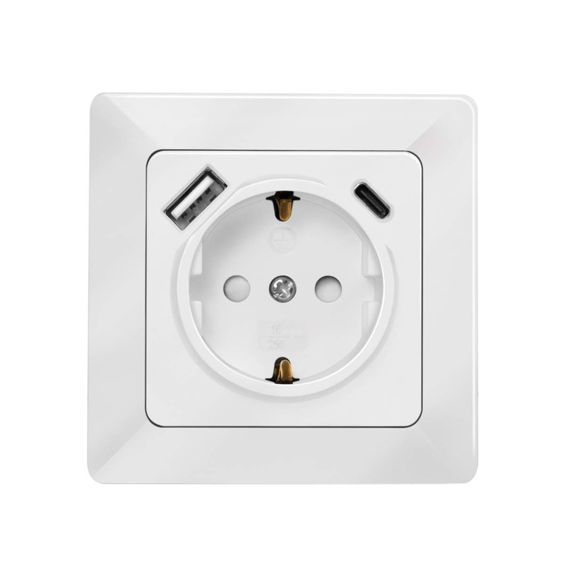 LogiLink PA0253 Flush-Mounted Socket, Protective Contact (1x CEE 7/3), 1x
