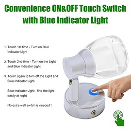 12 Volt LED Reading Light, Acrylic Rotatable Spotlight for RV Boat Camper Van Yacht Bedside Lamp with Touch Switch and Blue Circle Night Light, RV Wal