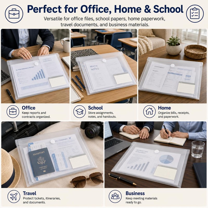 10 Pack Clear Folders for Documents Plastic Folders with Label
