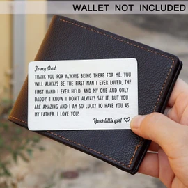 XGAKWD Dad Gifts from Daughter, Engraved Wallet Inserts for Father Papa, Fathers Day Birthday Wedding Thank You Gifts for Daddy from Daughter Kids