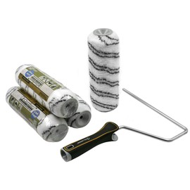 ROLLINGDOG 9" Masonry Paint Roller Set - 3/4"(18mm) Long Nap Paint Roller Covers(4PC) for Painting Rough Walls and Ceilings