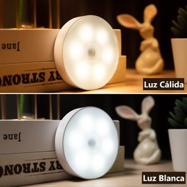 6 PCS Lámpara de Noche Inalámbrica, Iluminación nocturna LED, Bicolor Orientable con Luz Cálida y Luz Blanca, se Puede Pegar en Cualquier Lugar, Apto para Armarios, Sótanos, Pasillos, Cocinas