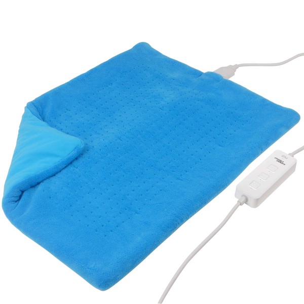 Weighted Heating Pad Fast-Heating Technology for Back/Waist/Abdomen/Shoulder/Neck Pain and Cramps Relief - Moist and Dry Heat Therapy with Auto-Off Hot Heated Pad by GOQOTOMO (19*24", Blue)