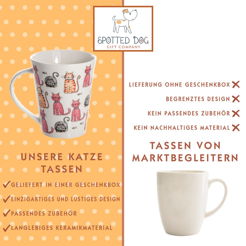 SPOTTED DOG GIFT COMPANY - Kaffeetasse mit Katzen-Motiven - Geschenk
