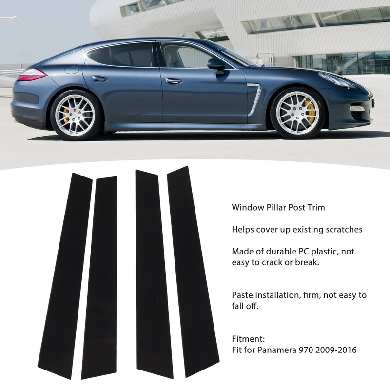 4pcs Window Pillar Post Trim Anti Scratch Glossy Black B
