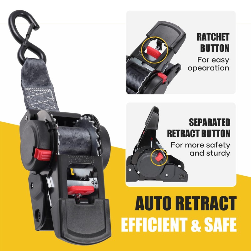 Ayaport Retractable Ratchet Straps 2 inch x 6ft Boat Transom