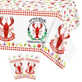 PHOGARY Crawfish Boil Party Supplies - 2pcs Lobster Tablecloth Plastic Red Lobsters Table Cover Seafood Boil Party Decorations - Rectangular Table Decor 108 x 51inch