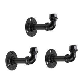 BTSKY 3Pcs Black Towel Hook, Wall Mounted Bathroom Coat Hook, Industrial Pipe Robe Hook Racks Clothes Hat Holder Coat Hanger Bag Rack Rustic Pipe Decor for Home, Office