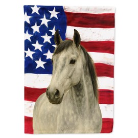 Caroline's Treasures Gray Quarter Horse American House Flag Large Porch Sleeve Pole Decorative Outside Yard Banner Artwork Wall Hanging, Polyester, House Size, Multicolor