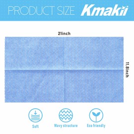 KMAKII Handi Wipe Reusable Cloths - Multi-Purpose Cleaning Cloths and Towels, Absorbent, Quick-Dry, Durable Wipes for Kitchen and Home, Blue, 11.8 x 21 inches, Pack of 40