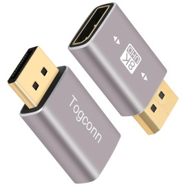 Togconn 8K DisplayPort 1.4 Male to Female Gold Plated Adapter 2 Pack,DP Male to Female Connector Converter DP Extender, Support 8K@60Hz，4K@144Hz，4K@60Hz，4K@30Hz