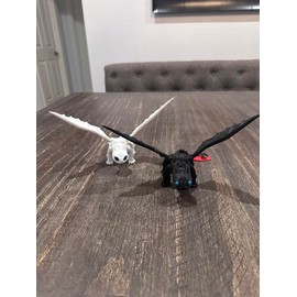 3D Printed Dragon (Toothless), Similar toNight Fury and Light Fury | Fully Articulating Dragon Figurine with Moveable Wings | Poseable - Version: Light Fury Multi-Color
