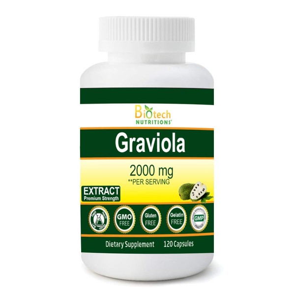 Biotech Nutritions Graviola Extract- 2000 mg Vegetable Capsules, 120 Count