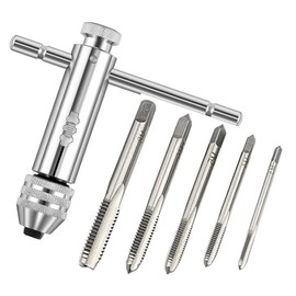 Tkxjry 6-Piece Tap Wrench Set, M3 Hand Tap, T Handle Tap Wrench Ratchet, Tap Set with Tool Holder, Tap Cutter, Model Making Tap Set, for Watches