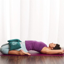 Bolsa de Arena de algodón sin Relleno para Yoga (7,5 x 17 Pulgadas) para Pesas de Yoga y Entrenamiento de Resistencia, diseño Espiritual OM Hindu, Verde, Lotus Print