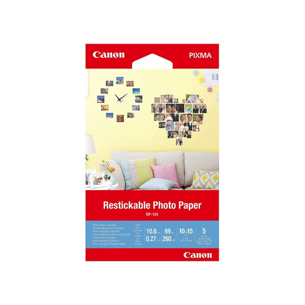 Canon Paper/RP-101 Restickable Photo 4x6 5sh photo paper Paper/RP-101 Restickable