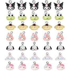 NYGHMY Cartoon Animal Brand 35 Pcs Colorful Cartoon Resin Pendants, Cute Charms for Jewelry Making, DIY Necklaces Bracelets Earrings, Keychains