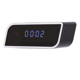 PUSOKEI Cámara de Reloj Inteligente, Cámara de Seguridad WiFi 1080P con Despertador, Visión Nocturna, Detección y Alerta de Movimiento, WiFi 2.4G, Vis