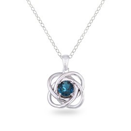 B. BRILLIANT Sterling Silver London Blue Topaz Polished Love Knot Pendant Necklace for Women