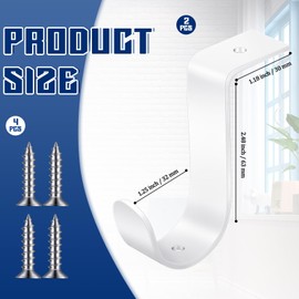 Hicarer 2 Pcs Closet Rod Brackets Heavy Duty Metal Wall Mount Rod Brackets with Screws Closet Pole Support for Living Room Bedroom Shelf Office(White,1.25 Inch)