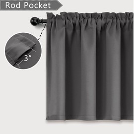 Mrs.Naturall Door Curtains for Door Window,Small Blackout Valance Curtains,Dark Grey,36 x 16 Inch Length