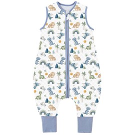 Chilsuessy Baby Sleeping Bag with Feet, 1.5 Tog, Children's All-Year Sleeping Bag, 100% Cotton Baby Sleeping Bag with Legs for Boys and Girls, 1.5 Tog/Dinosaur, 80 cm / Baby Height 85-95 cm