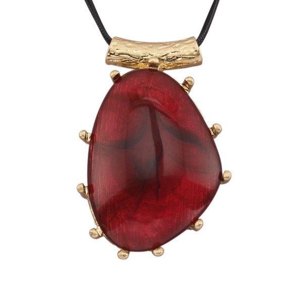 GelConnie Retro Red Teardrop Pendant Necklace Luxurious Design, Handmade Long