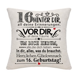 16 Years Old Girls Boys Birthday Gift Behind You All Your Memories Inspirational Gift 16th Birthday Gift Pillow Case for Daughter Son Sister Granddaughter Grandson Friends(16)