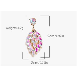 Iridescent Earrings for Prom, Sparkling Bridal Cluster Drop Dangle Stud Earrings, AB Crystal Pageant Earrings (leaf-earrings)