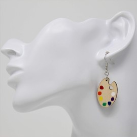 Hand-Painted Happy Little Paint Palette Dangle Earrings