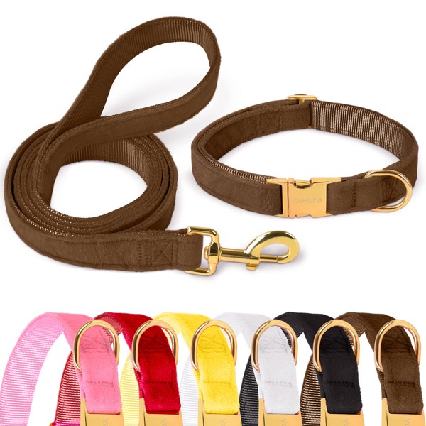 GAMUDA Velvet Dog Collar and Leash, Super Soft and Smooth,