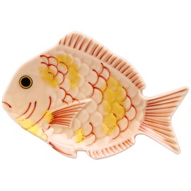 有田焼 Happy Breeze, Kilns 鯛 Notebook 銘々皿 Thin Cherry Gold Hammered 96779 