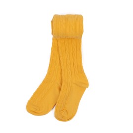 Leveret Baby Girls Knit Cable Tights Yellow Size 6-18 Months