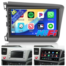 Hikity Android Stereo for Honda Civic 2012 2013 2014 2015, 9 Inch Touchscreen Car Radio with Wireless Carplay Android Auto GPS HiFi RDS WiFi BT Backup Camera (2G+64G)