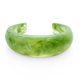 HUAYUNFANG Green Acrylic Resin Cuff Bracelet Candy Color Translucent Resin Bangle Trendy Chunky Acrylic Cuff Bracelets Green Acetate Mottled Wristband Bracelets