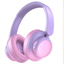 Candy Bila Kids Bluetooth 6.0 Headphones with LED Light, Type-C Fast Charging, 85/94dB Volume Limited, Comfort Wireless Headphones with Built-in Mic, Wired & TF Card Mode, Pink